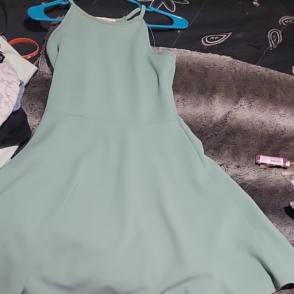 Mint Green Sleeveless Dress High Neck